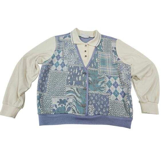 Vintage Alfred Dunner Layered Long Sleeve Vest Shirt Patchwork Petite Size M - Picture 1 of 5